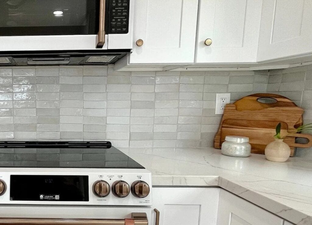 zellige tile with uneven edges, even if they're porcelain