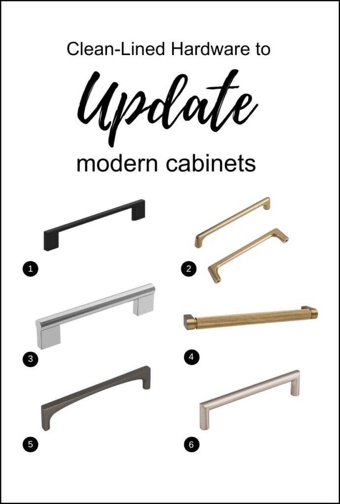 Modern, clean lined hardware to update cabinets
