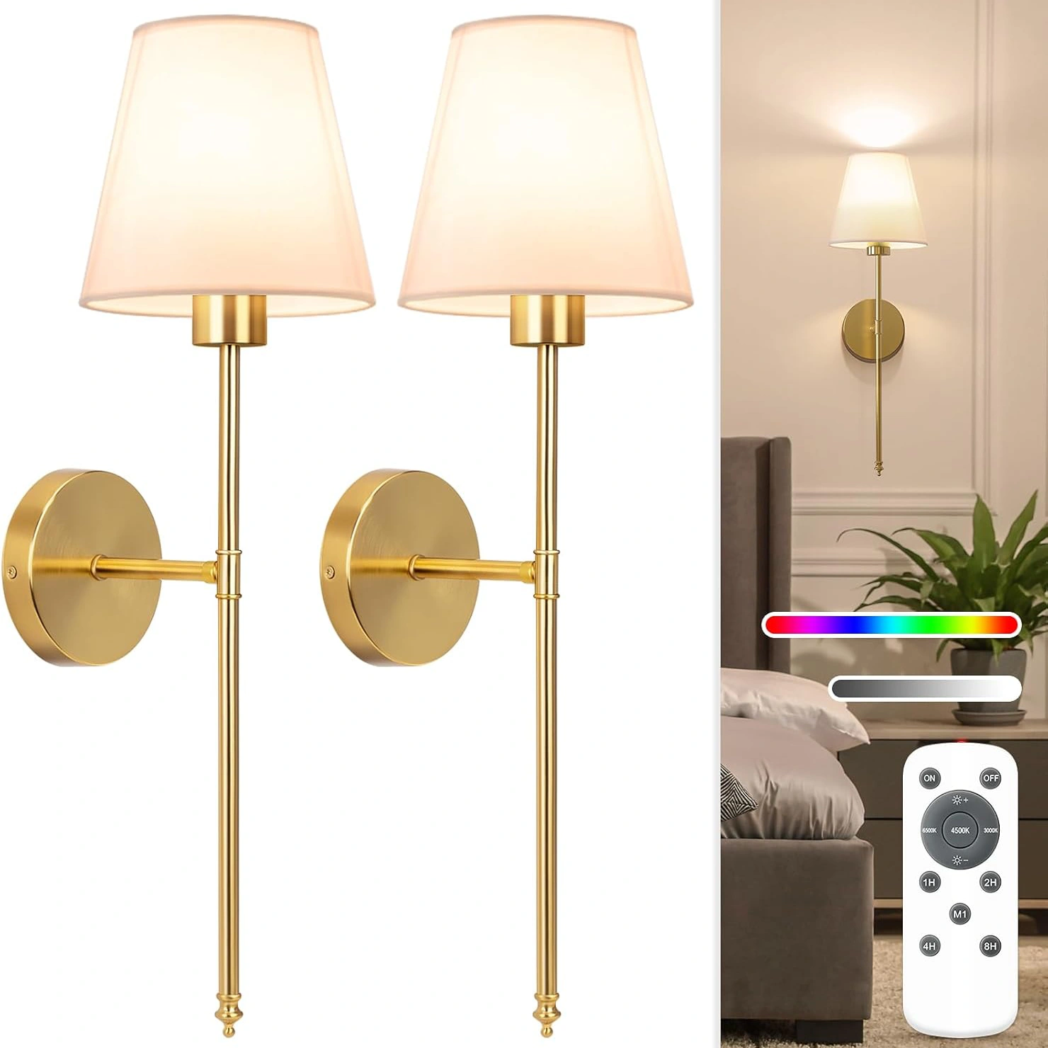 Battery Operated Wall Sconce Set