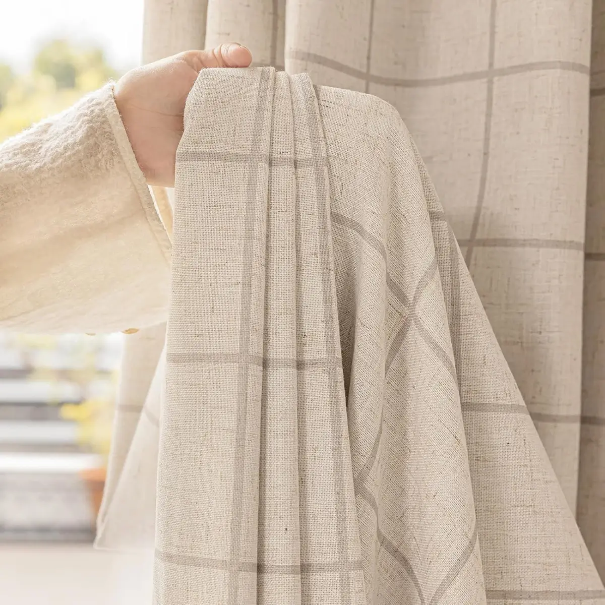 Plaid Pinch Pleated Blackout Drapes