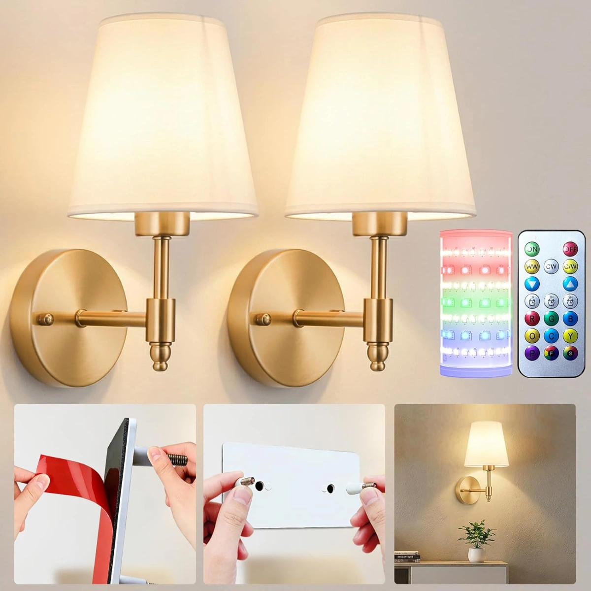 Small Battery Operated Wall Sconce Set